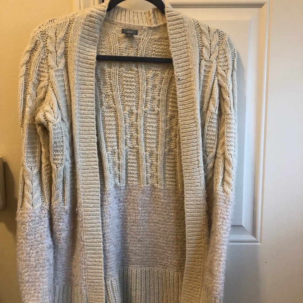 Aerie Long Creme Colored Cardigan